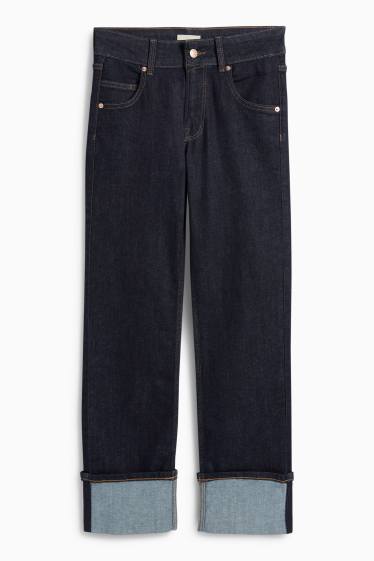 Femei - Straight jeans - talie medie - LYCRA® - denim-albastru închis