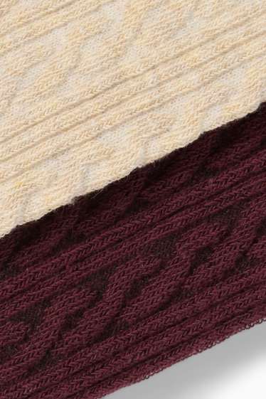 Children Girls - Multipack of 2 - tights - cable knit pattern - bordeaux
