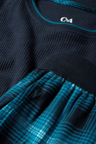 Bărbați - Pijama cu pantaloni din flanel - albastru închis