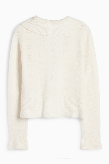 Femmes - Gilet en maille - finition texturée - blanc crème