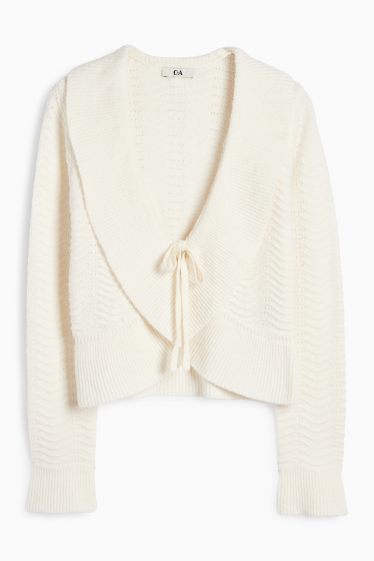 Femmes - Gilet en maille - finition texturée - blanc crème