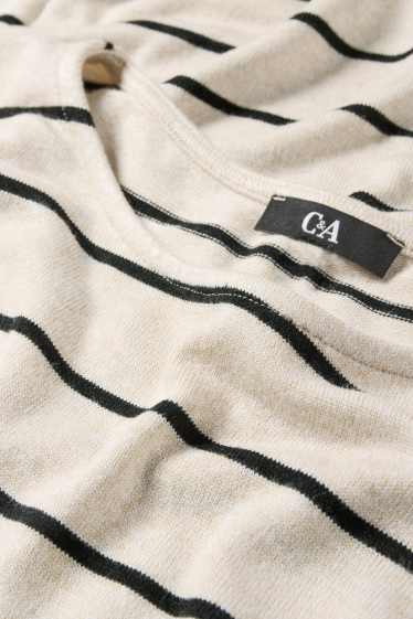 Femei - Tricou cu mânecă lungă - relaxed fit - cu dungi - negru / nej