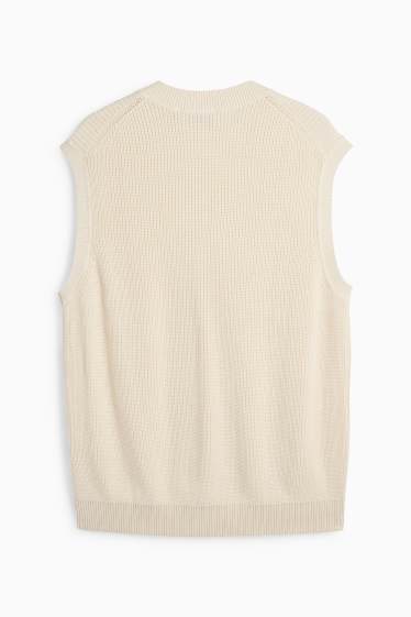 Herren - Pullunder - gerippt - hellbeige