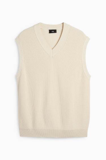 Herren - Pullunder - gerippt - hellbeige