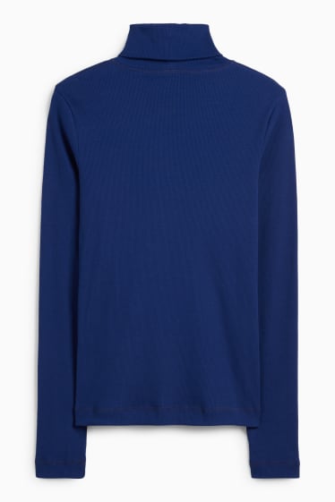Damen - Rollkragenshirt - gerippt - dunkelblau