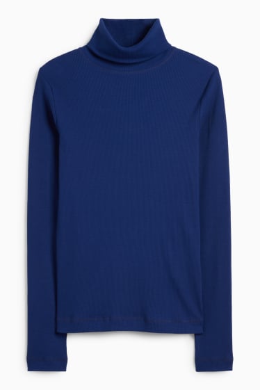 Damen - Rollkragenshirt - gerippt - dunkelblau