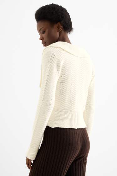 Femmes - Gilet en maille - finition texturée - blanc crème