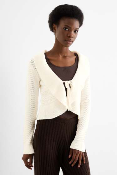 Femmes - Gilet en maille - finition texturée - blanc crème