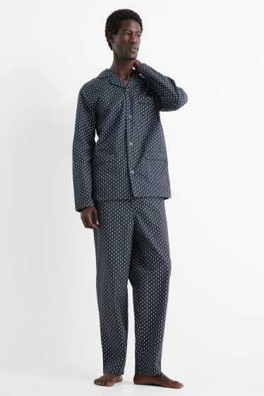 Bărbați - Pijama - print minimalist - albastru închis