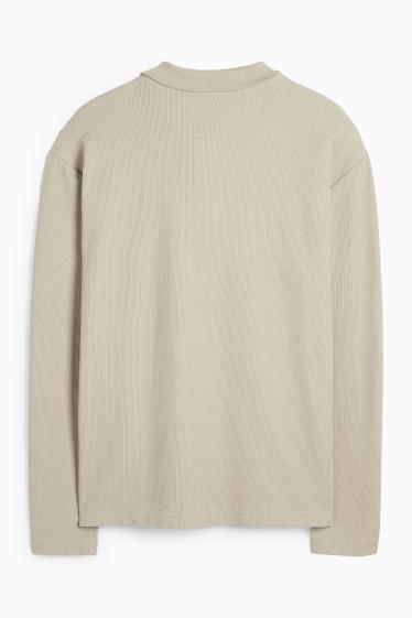 Bărbați - Tricou polo - regular fit - structurat - bej deschis