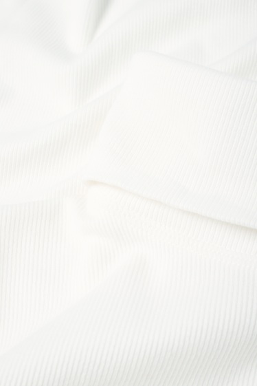 Damen - Rollkragenshirt - gerippt - weiß