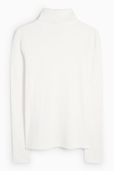 Damen - Rollkragenshirt - gerippt - weiß