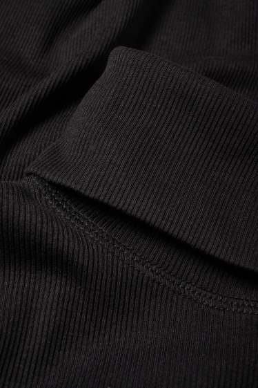 Damen - Rollkragenshirt - gerippt - schwarz