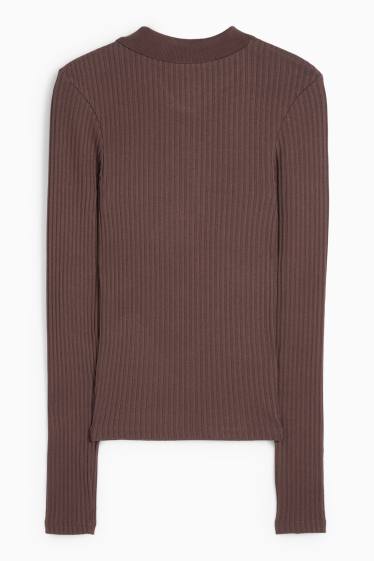 Femei - Tricou polo - slim fit - reiat - maro închis