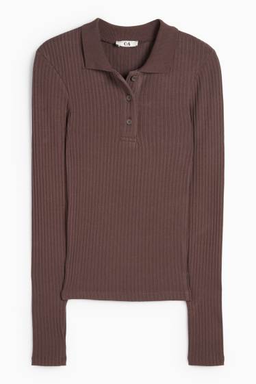 Femei - Tricou polo - slim fit - reiat - maro închis