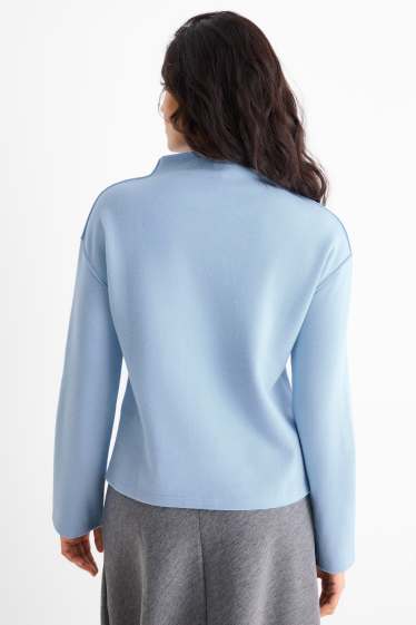 Women - Sweatshirt - ribbed - light blue