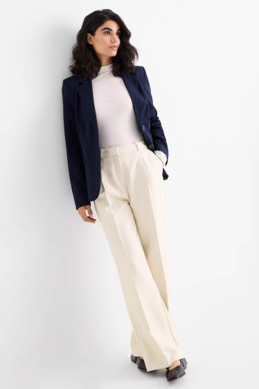 Femei - Pantaloni office - talie înaltă - relaxed fit - structurați - bej deschis