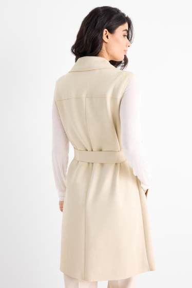 Femei - Vestă lungă - regular fit - imitație de piele întoarsă - bej deschis
