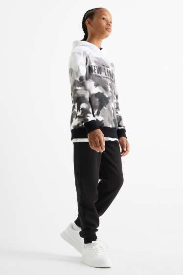 Copii - Băieți - Set - hanorac și pantaloni de trening - 2 piese - negru / alb