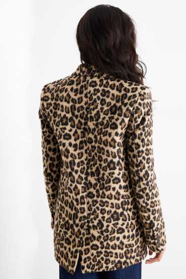 Femei - Blazer lung - relaxed fit - imprimeu de leopard - negru / nej