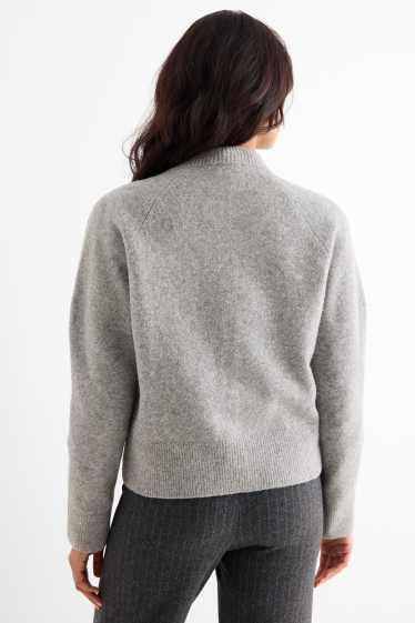 Femei - Cardigan tricotat - gri deschis melanj