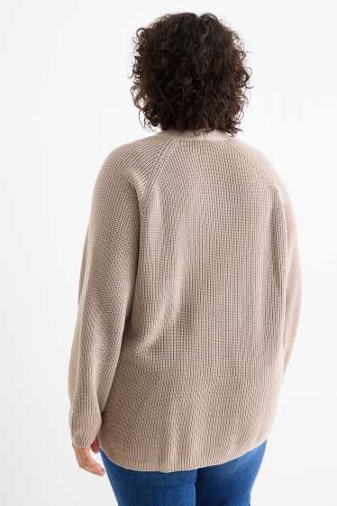 Femei - Cardigan tricotat - reiat - taupe