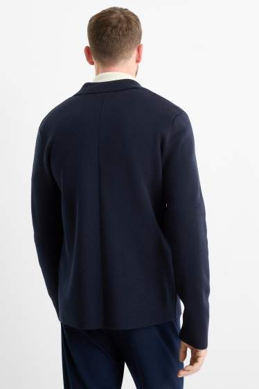 Bărbați - Sacou din tricot fin - regular fit - albastru închis