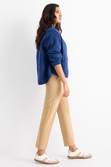 Women - Cloth trousers - high waist - tapered fit - beige