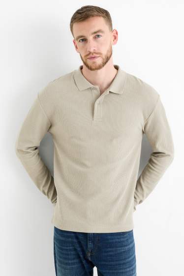 Bărbați - Tricou polo - regular fit - structurat - bej deschis