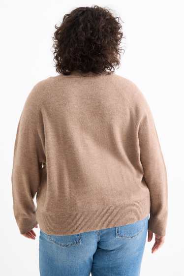Femei - Cardigan tricotat - maro deschis