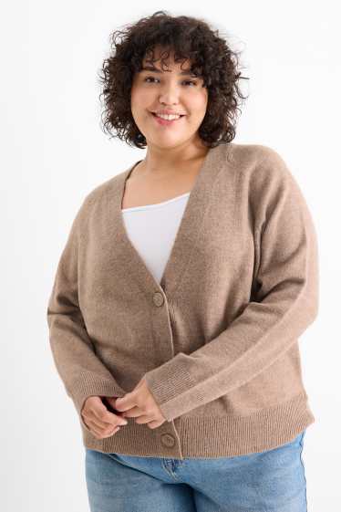 Femei - Cardigan tricotat - maro deschis
