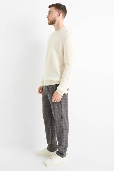 Bărbați - Chino - tapered fit - în carouri - gri închis