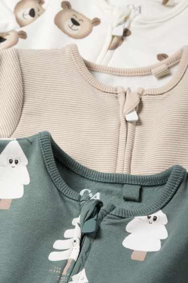 Bebeluși - băieți - Multipack 3 buc. - brad și ursuleț - pijama salopetă bebeluși - verde