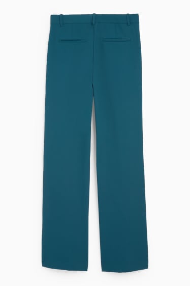 Femei - Pantaloni office - talie medie - wide leg - petrol