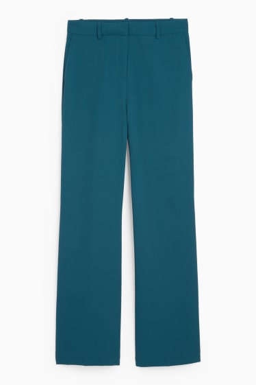Femei - Pantaloni office - talie medie - wide leg - petrol