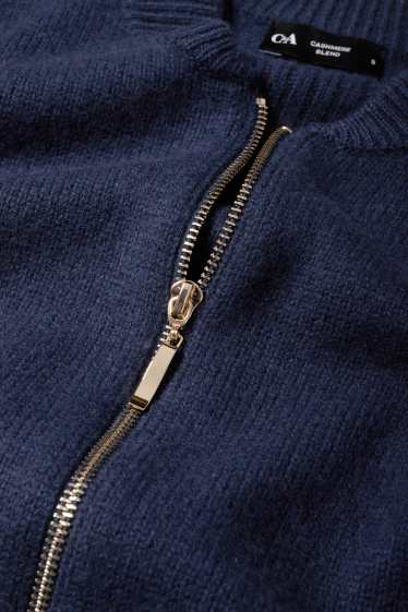 Women - Cardigan with cashmere content - wool blend - dark blue