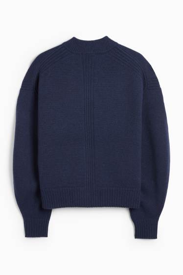 Women - Cardigan with cashmere content - wool blend - dark blue