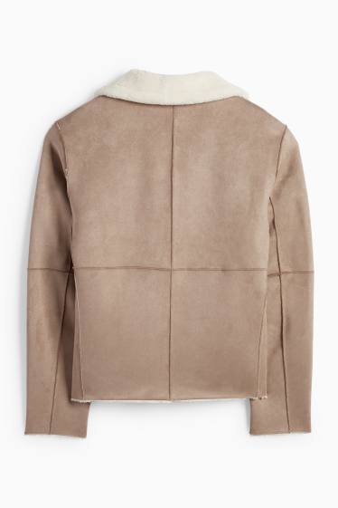 Bărbați - Geacă din piele shearling sintetică - imitație de piele întoarsă - maro deschis