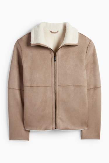 Bărbați - Geacă din piele shearling sintetică - imitație de piele întoarsă - maro deschis