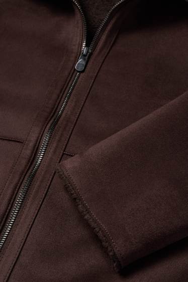 Bărbați - Geacă din piele shearling sintetică - imitație de piele întoarsă - maro închis
