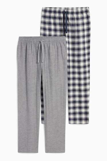 Bărbați - Multipack 2 perechi - pantaloni de pijama din flanel - cu model - albastru închis