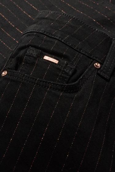 Femei - Bootcut jeans - talie medie - dungi fine - denim-gri închis