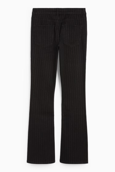 Femei - Bootcut jeans - talie medie - dungi fine - denim-gri închis