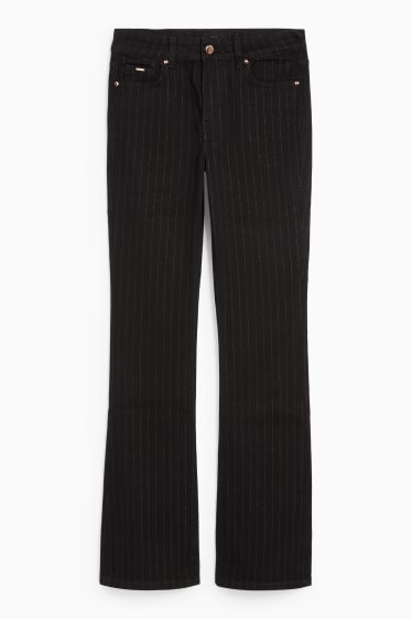 Femei - Bootcut jeans - talie medie - dungi fine - denim-gri închis
