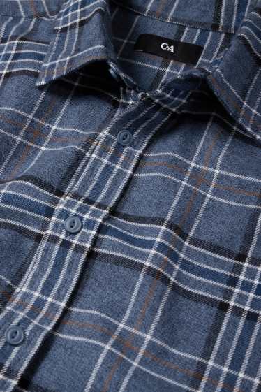 Bărbați - Cămașă din flanel - regular fit - guler Kent - în carouri - albastru