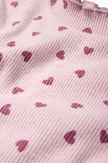 Copii - Fete - Inimă - tricou cu mânecă lungă - reiat - violet deschis
