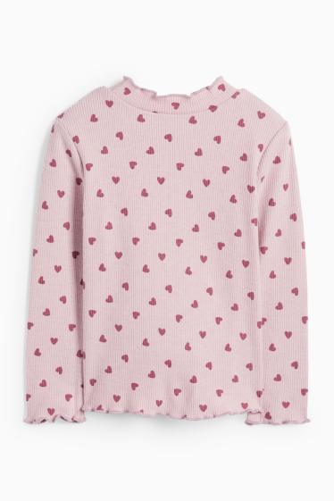 Copii - Fete - Inimă - tricou cu mânecă lungă - reiat - violet deschis