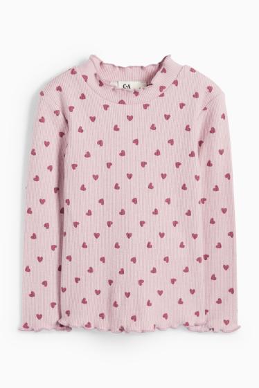 Copii - Fete - Inimă - tricou cu mânecă lungă - reiat - violet deschis