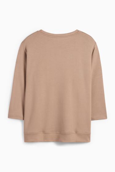 Femei - Tricou cu mânecă lungă - relaxed fit - bej