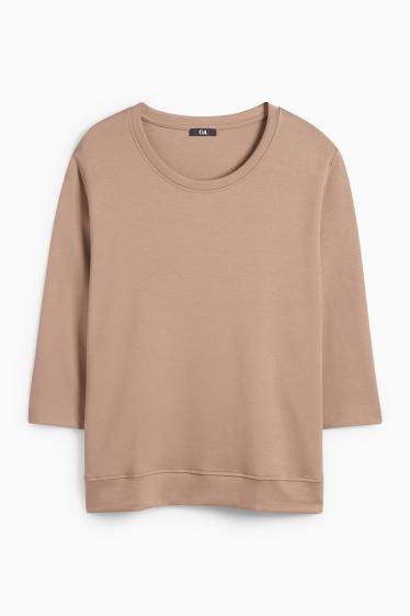 Femei - Tricou cu mânecă lungă - relaxed fit - bej